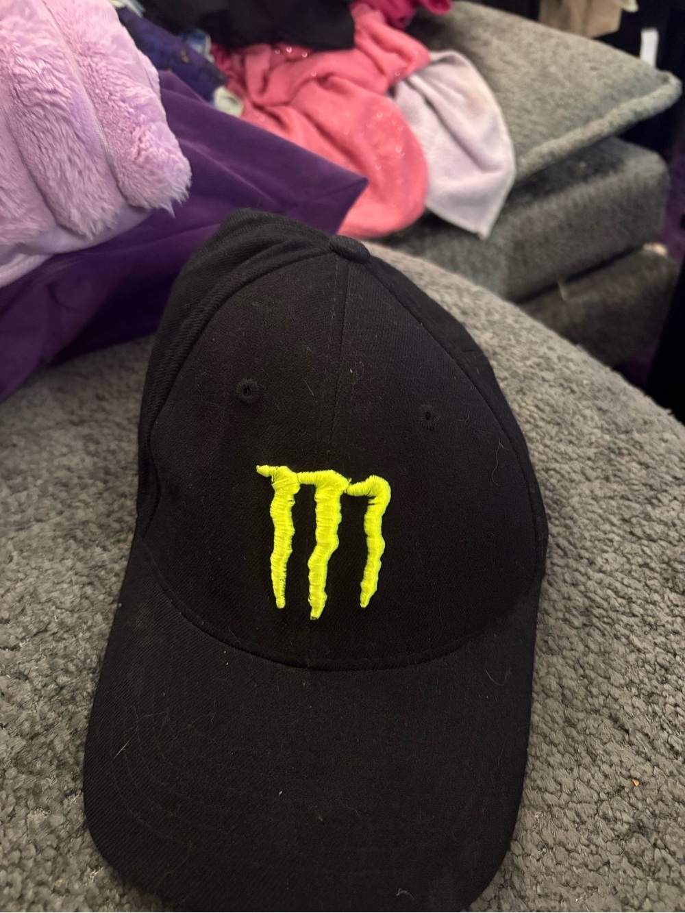 Black Baseball Cap with Neon Green Logo